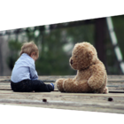 Cabeceira King Suede Estampado Menino E Urso Painel Cama Box