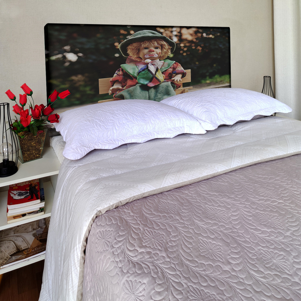 Cabeceira King Suede Estampado Palhaço Painel Cama Box 195 X