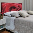Cabeceira King Suede Estampado Rosa Vermelha Painel Cama Box