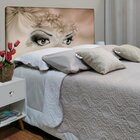 Cabeceira King Suede Estampado Rosto Painel Cama Box 195 X 60