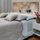 Cabeceira King Suede Estampado Rosto Painel Cama Box 195 X 60