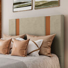 Cabeceira King Verona Em Veludo Com Sapata Cor Bege Sonhar