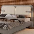 Cabeceira King Yun Facto Cinza / Linho Off White - Sallar Home