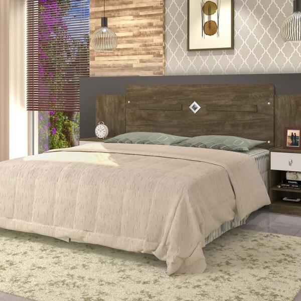 Cabeceira Lilian Box Casal Regulável Castanho E Off White