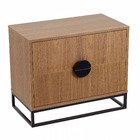 Mesa Cabeceira Luísa 60 Freijó com base e puxador em metal preto Astral Design