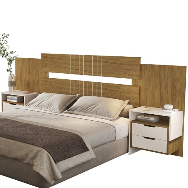 Cabeceira Luiza De Casal Expansível Nature/off White – Vj Móv