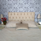 Cabeceira Luna Suede Liso Bege Las Vegas Strass 140 X 120