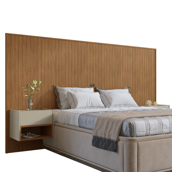 Cabeceira Madeira Ripado Quarto Cama Box Casal Queen Nicho co