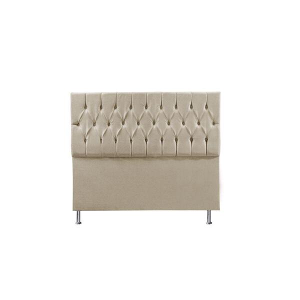 Cabeceira Madrid 90 Cm Cama Box Solteiro Suede Bege