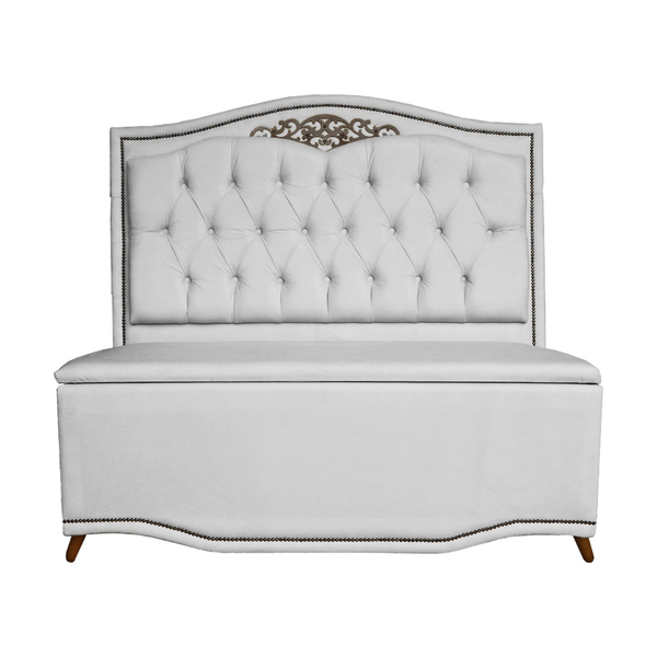 Cabeceira Mais Calçadeira Casal 140cm Para Cama Box Greta Sue