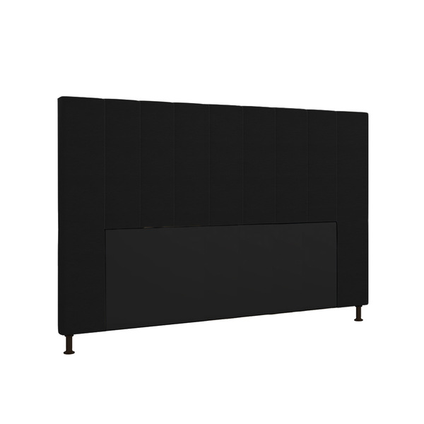 Cabeceira Malibu Para Cama Box Queen 160 Cm Corino Preto - D'