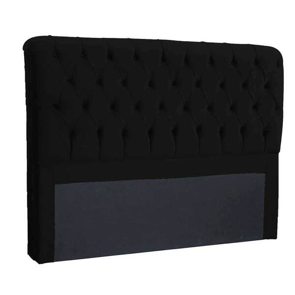 Cabeceira Maria 195 Cm King Suede Veludo Preto