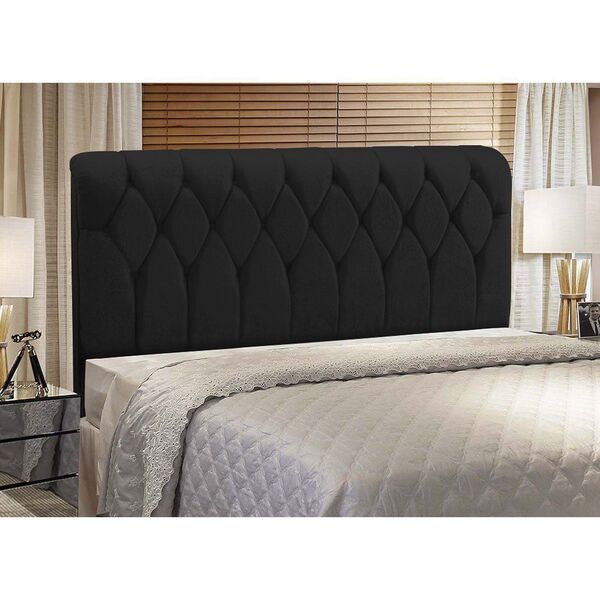Cabeceira Miami Cama Box Solteiro 90cm Suede Preto M11 - D'ro