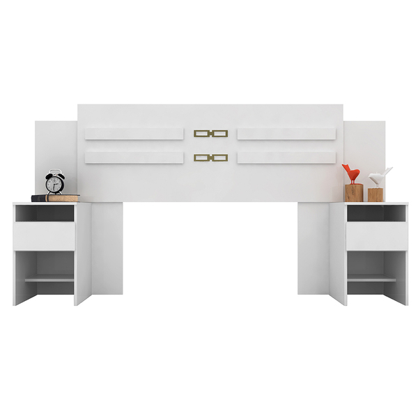 Cabeceira Milan D01 Extensível 138/158cm Com Mesa De Cabeceir