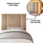 Cabeceira Modulada Solteiro 90 Cm Com Led Linho Milani Store