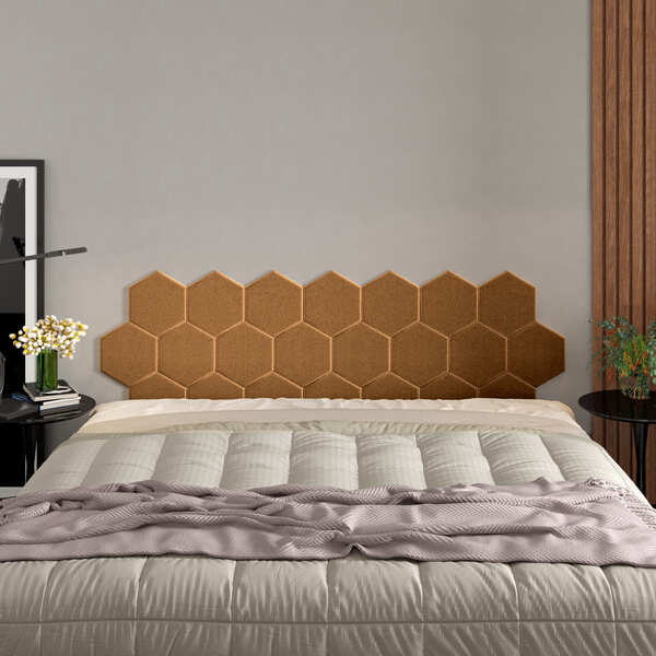 Cabeceira Modular Em Tecido Casal Áustria Suede Mostarda