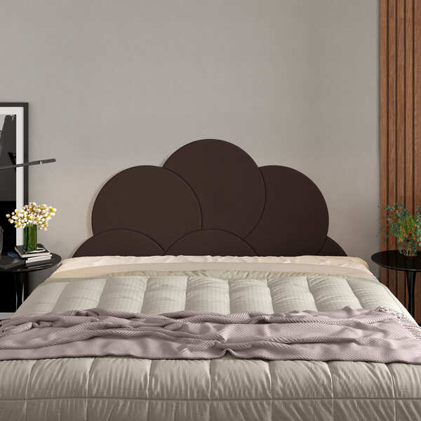 Cabeceira Modular King Chile Em Tecido Sintético Cor Marrom -