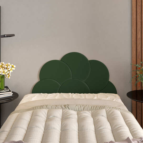 Cabeceira Modular Solteiro Chile Em Tecido Sintético Cor Verd