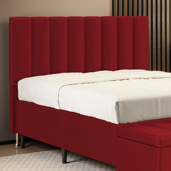 Cabeceira Nashira 140 Para Cama De Casal N-033 Veludo Vermelh