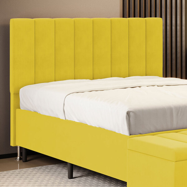 Cabeceira Nashira 140 Para Cama De Casal Z-004 Sued Amarelo A