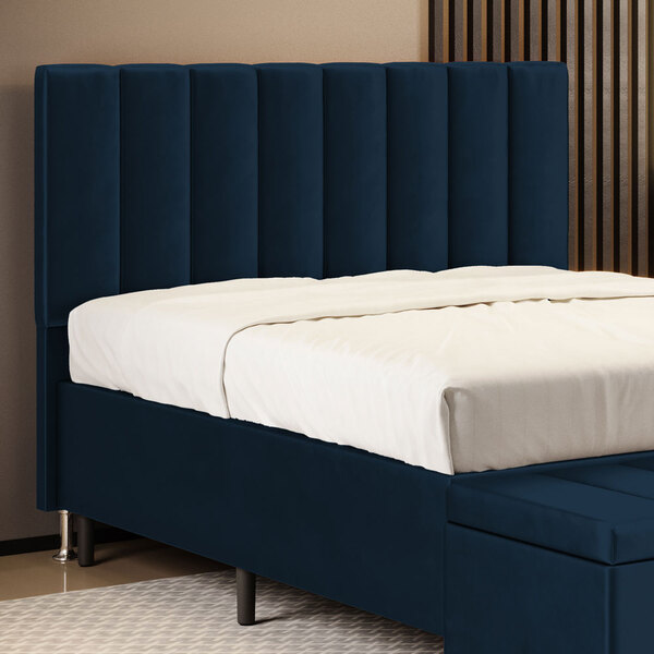 Cabeceira Nashira 160 Para Cama Queen N-025 Veludo Azul Marin
