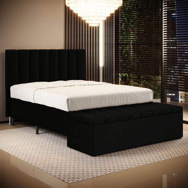 Cabeceira Nashira E Calçadeira Baú Navi 140 Para Cama De Casa