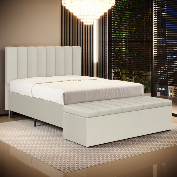 Cabeceira Nashira E Calçadeira Baú Navi 140 Para Cama De Casa