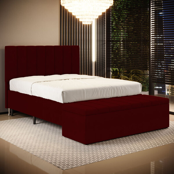 Cabeceira Nashira E Calçadeira Baú Navi 140 Para Cama De Casa