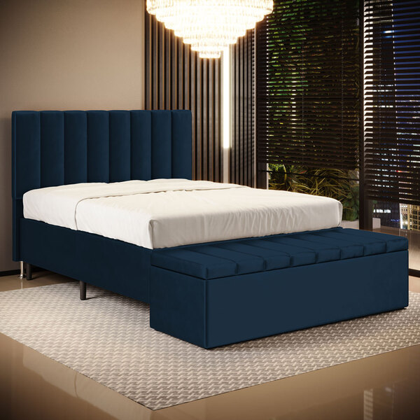 Cabeceira Nashira E Calçadeira Baú Navi 195 Para Cama King N-