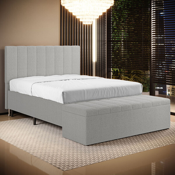 Cabeceira Nashira E Calçadeira Navi 140 Para Cama De Casal N-