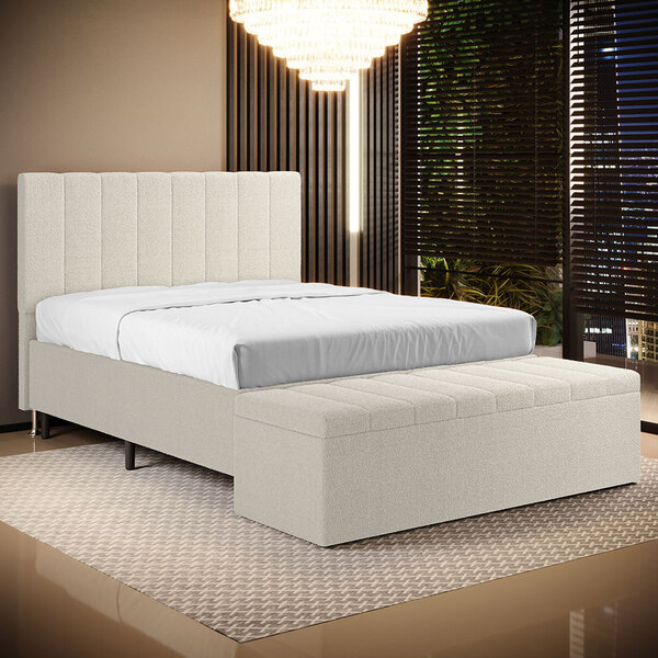 Cabeceira Nashira E Calçadeira Navi 195 Para Cama King N-036