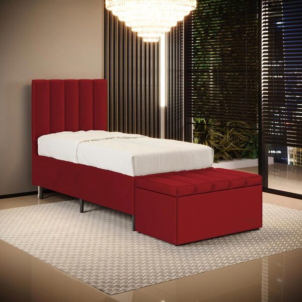 Cabeceira Nashira E Calçadeira Navi 90 Veludo Aradecor