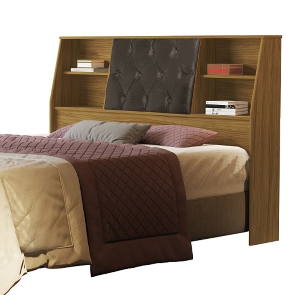 Cabeceira Núbia Casal 1.4 Com Capitonê Nature/nogal – Vj Móve
