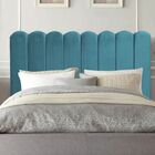 Cabeceira Nuvem Cama Casal 140 Cm Alanis Suede Azul Turquesa