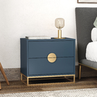 Cabeceira Oceano 60 Madeira Azul com Base e Puxador 60x50x34cm Astral Design