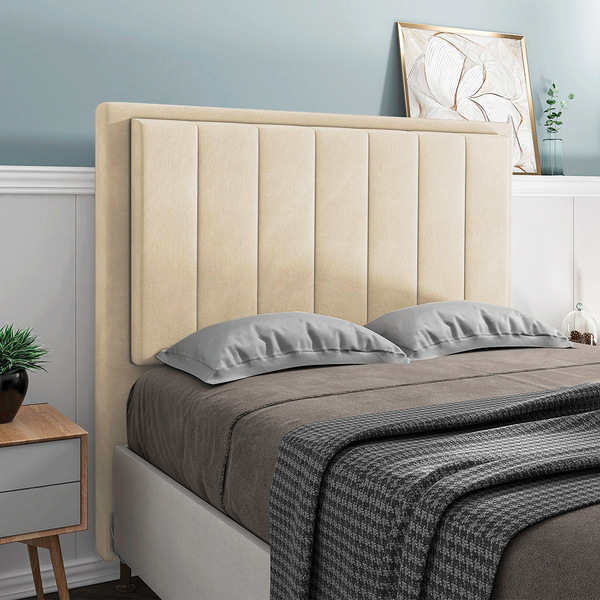 Cabeceira Opala Para Cama Box Casal 140 Cm Suede Bege M11 - D
