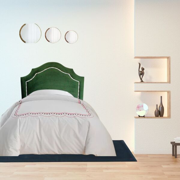 Cabeceira P.cama Box Solteiro Provençal  Veludo Verde Tachas