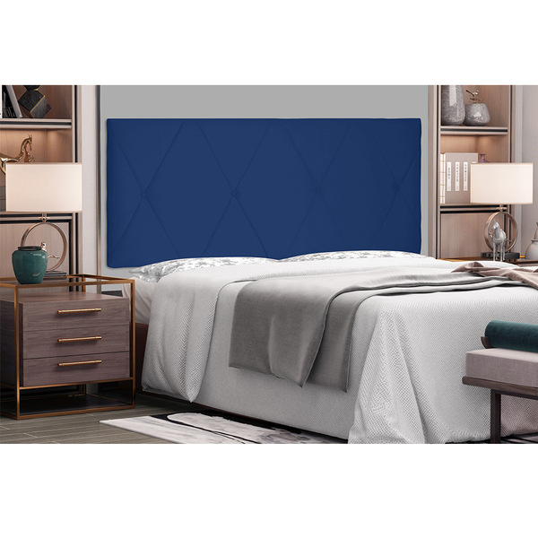 Cabeceira Painel Aquilla Para Cama Box Queen 160 Cm Suede Azu