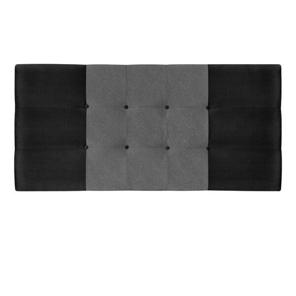 Cabeceira Painel Cama Box King 195 Cm Nina Suede Preto Cinza