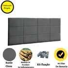 Cabeceira Painel Cama King 193 Cm Raissa Suede Cinza