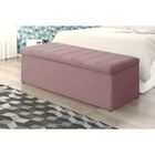 Cabeceira Painel E Calçadeira Baú 158 Cm Vitória Veludo Rosê