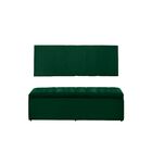 Cabeceira Painel E Calçadeira Baú 90 Cm Vitória Suede Verde