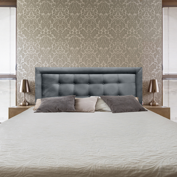 Cabeceira Painel King Veneza Luxor 10 Suede Liso Cinza 195 X