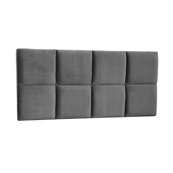 Cabeceira Painel Poliana 195 Cm King Suede Veludo Cinza
