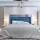 Cabeceira Painel Queen Veneza Luxor 10 Suede Liso Azul Royal