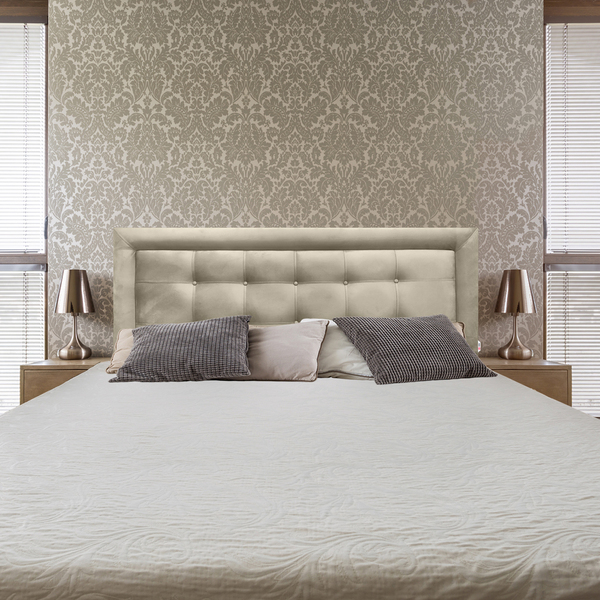 Cabeceira Painel Queen Veneza Luxor 10 Suede Liso Bege 160 X