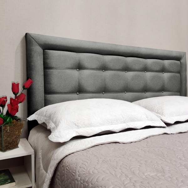Cabeceira Painel Solteiro Veneza Luxor 10 Linho Cinza 90 X 60