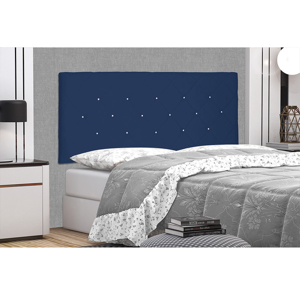 Cabeceira Painel Tânia Para Cama Box King 195 Cm Suede Azul M