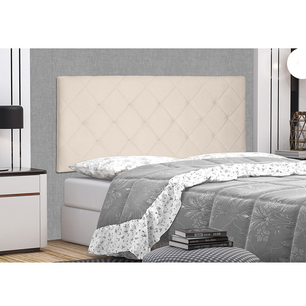 Cabeceira Painel Tânia Para Cama Box Queen 160 Cm Suede Bege