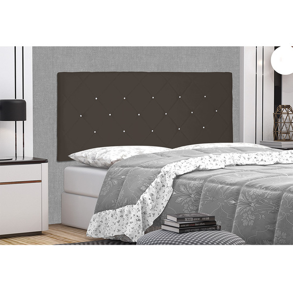 Cabeceira Painel Tânia Para Cama Box Queen 160 Cm Suede Café